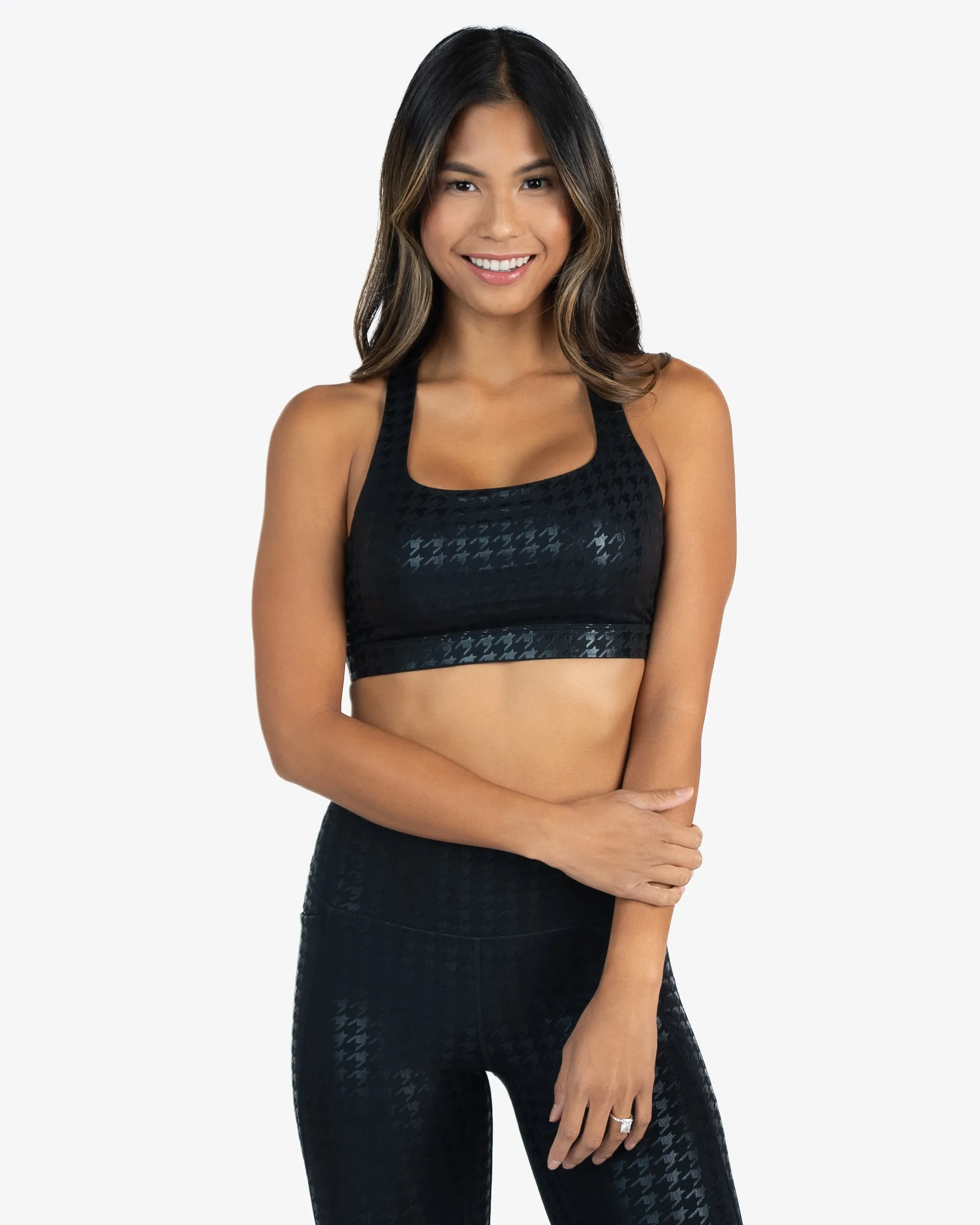 Square Neck Bra - Black Houndstooth