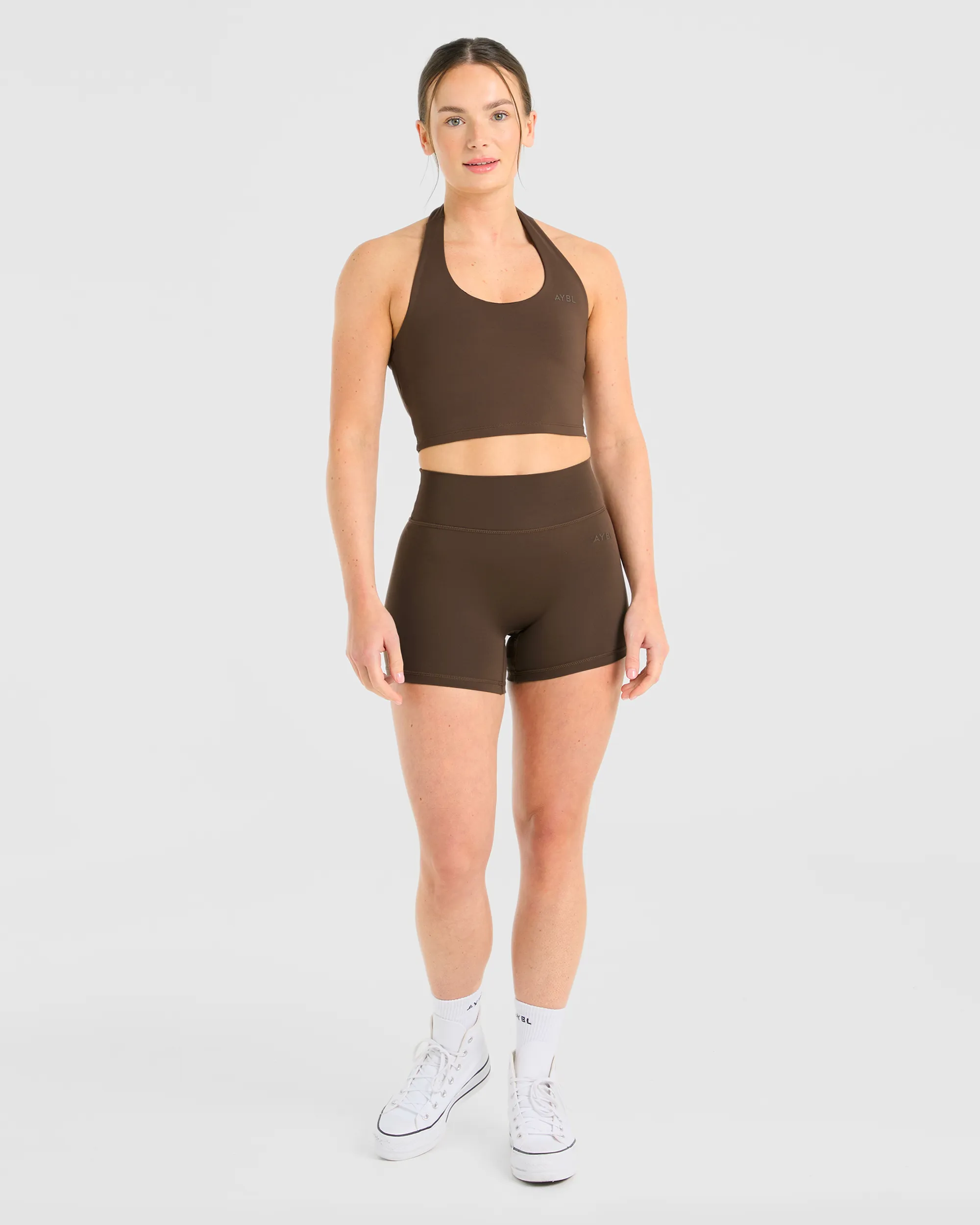 Staple Halterneck Crop Top - Brown