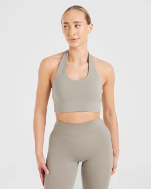 Staple Halterneck Crop Top - Muted Taupe