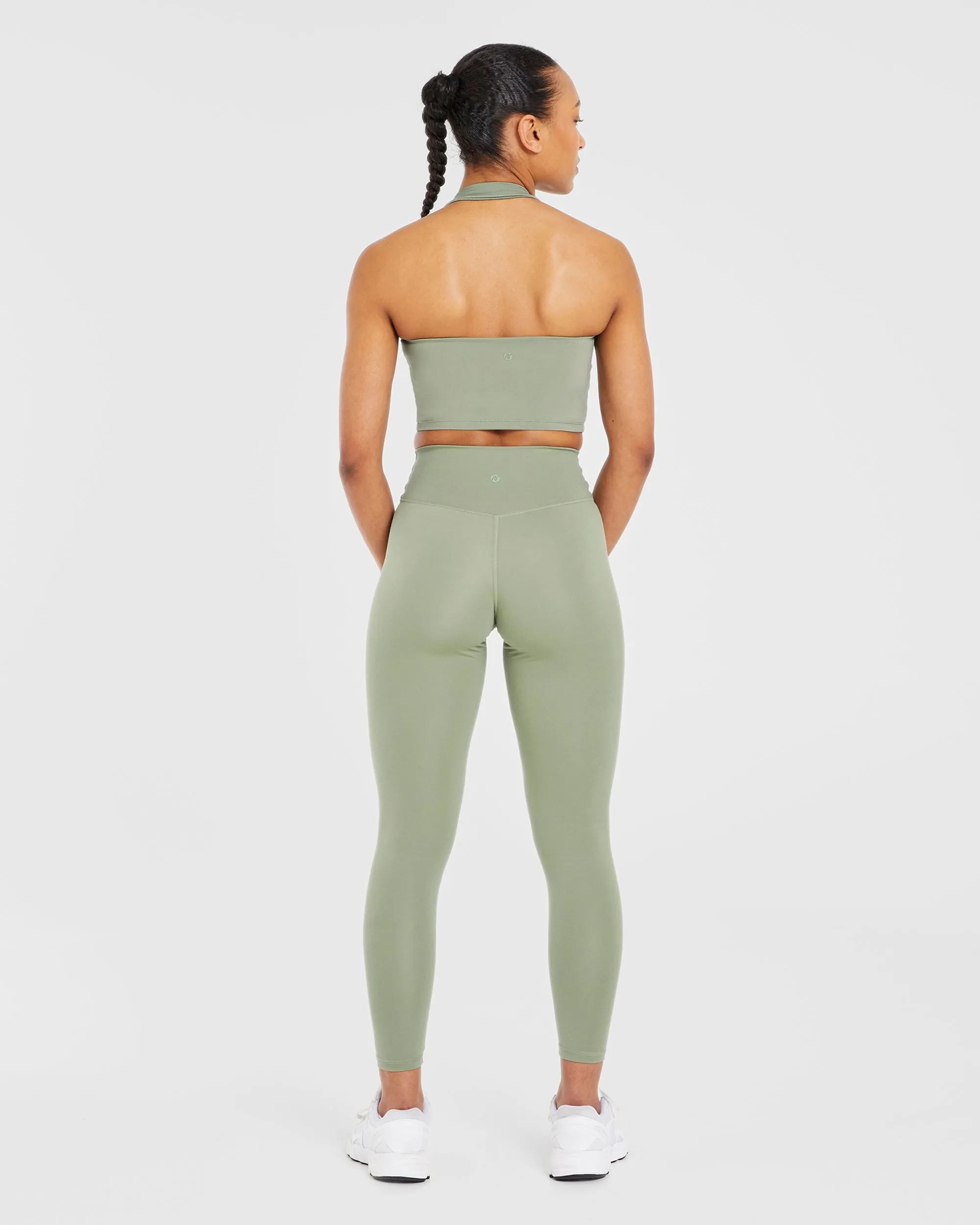 Staple Halterneck Crop Top - Olive Green