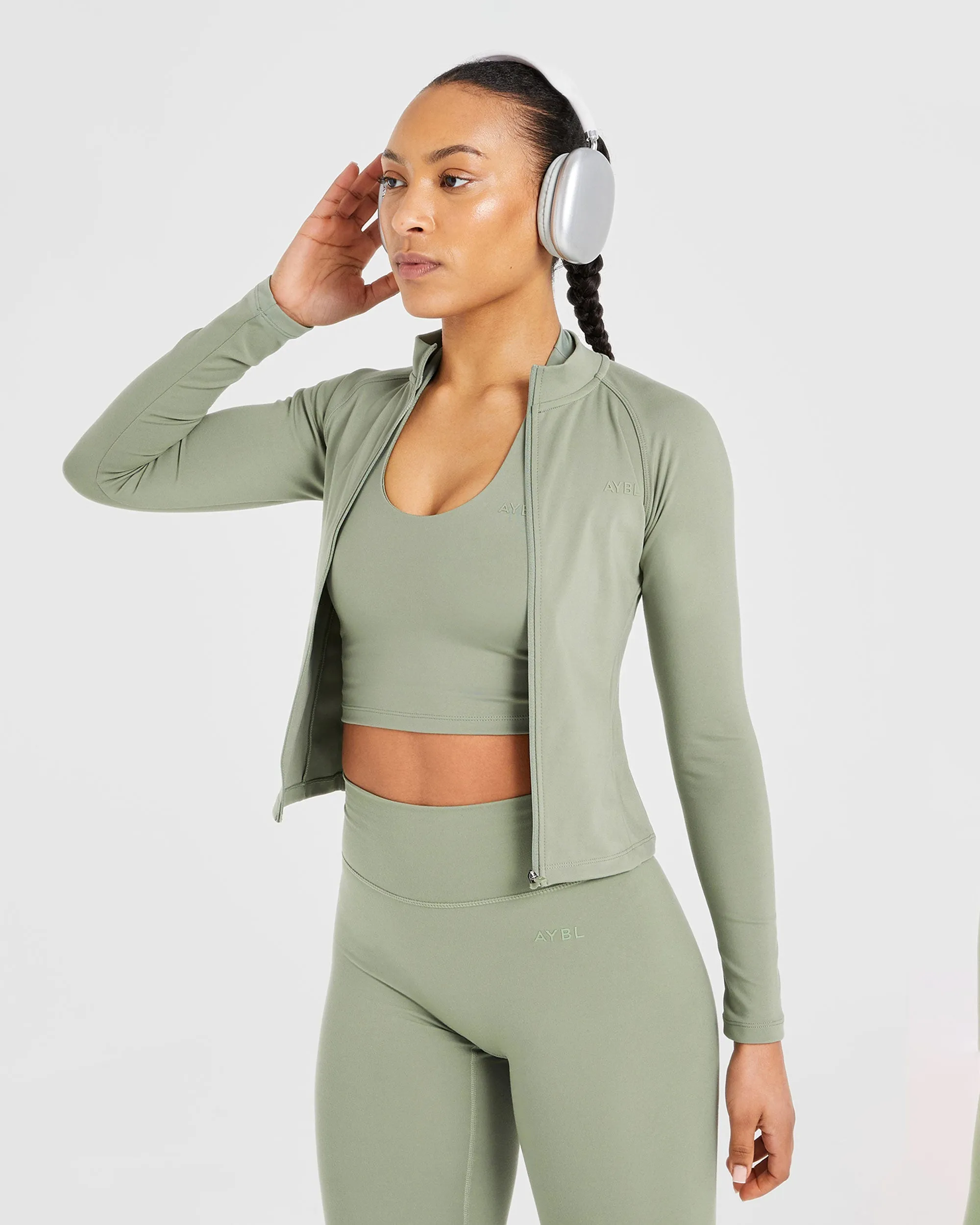 Staple Halterneck Crop Top - Olive Green