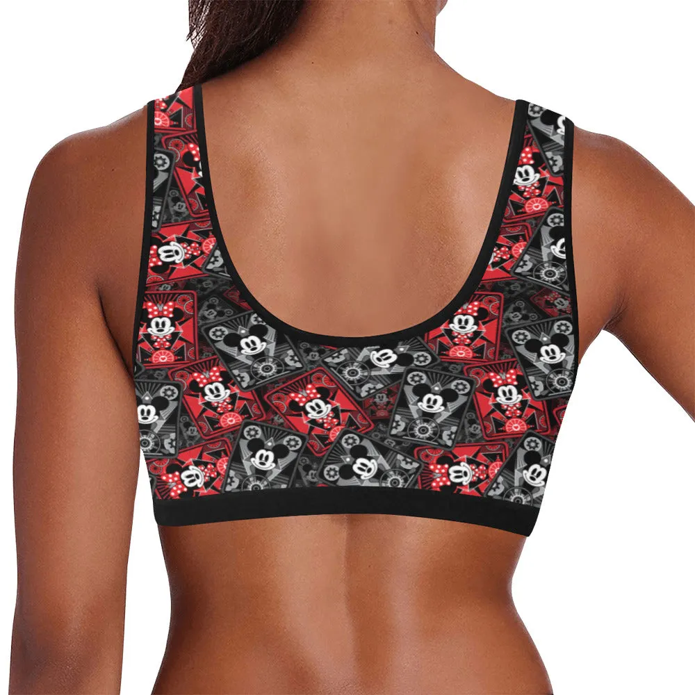 Steamboat Mickey And Minne Cards Women's Sports Bra