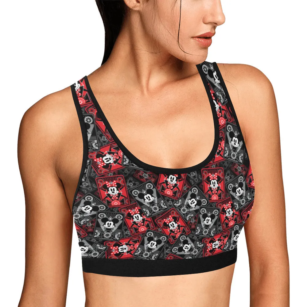 Steamboat Mickey And Minne Cards Women's Sports Bra