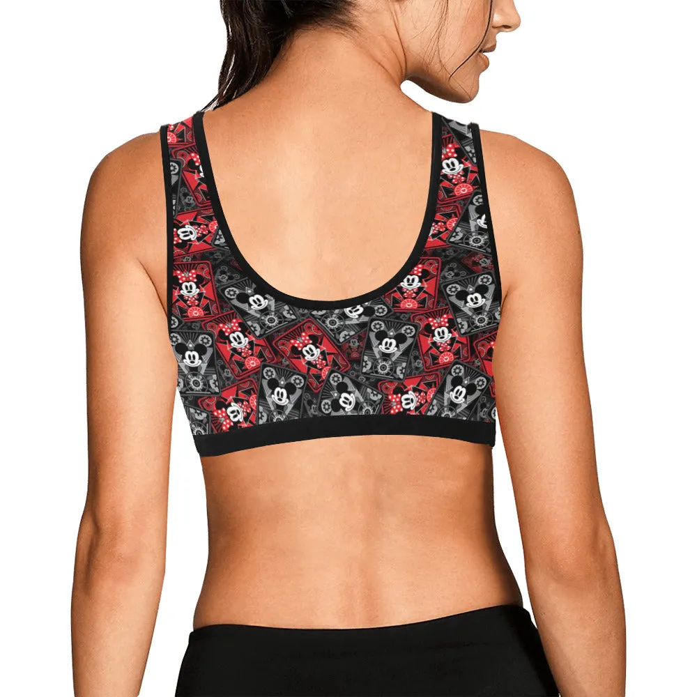 Steamboat Mickey And Minne Cards Women's Sports Bra