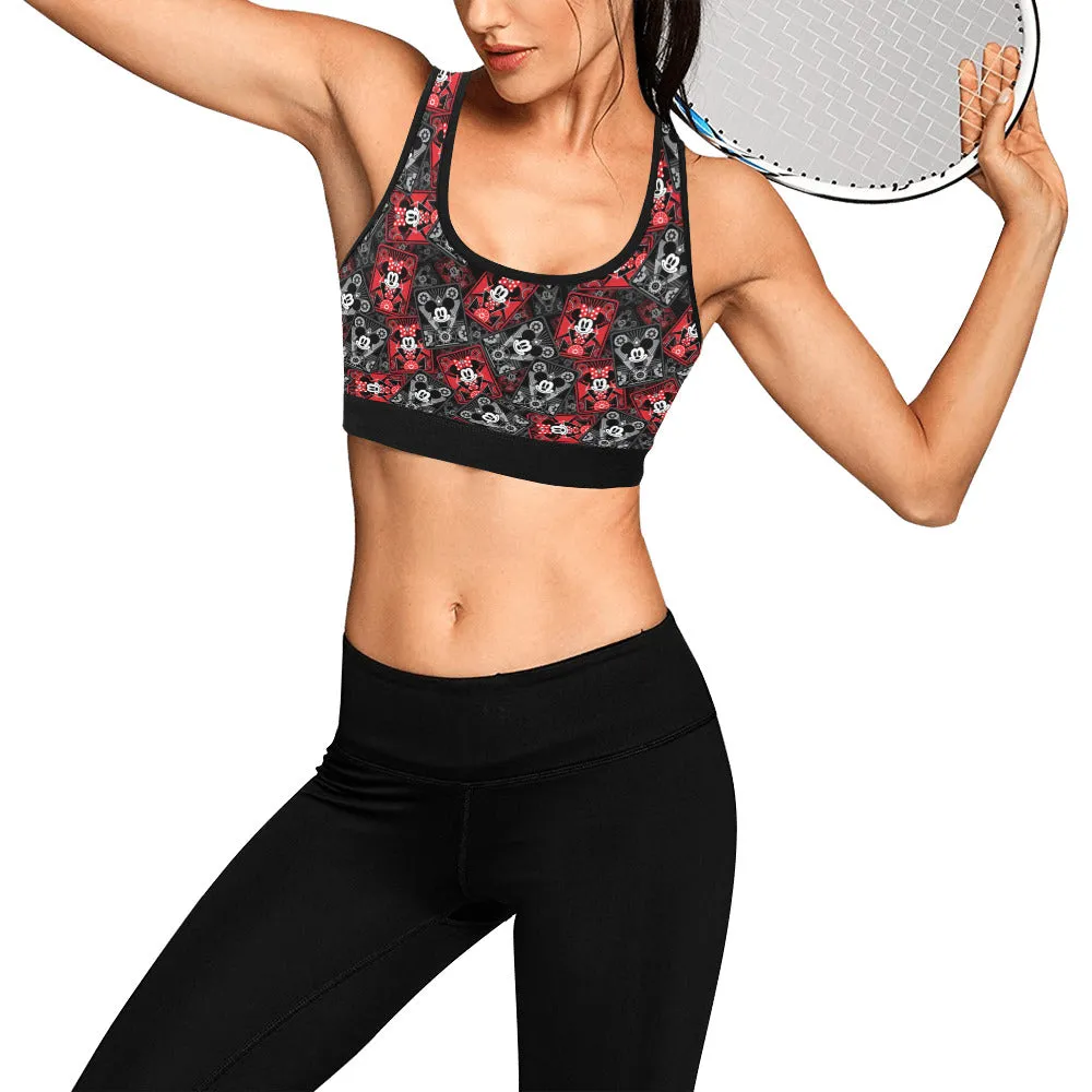 Steamboat Mickey And Minne Cards Women's Sports Bra