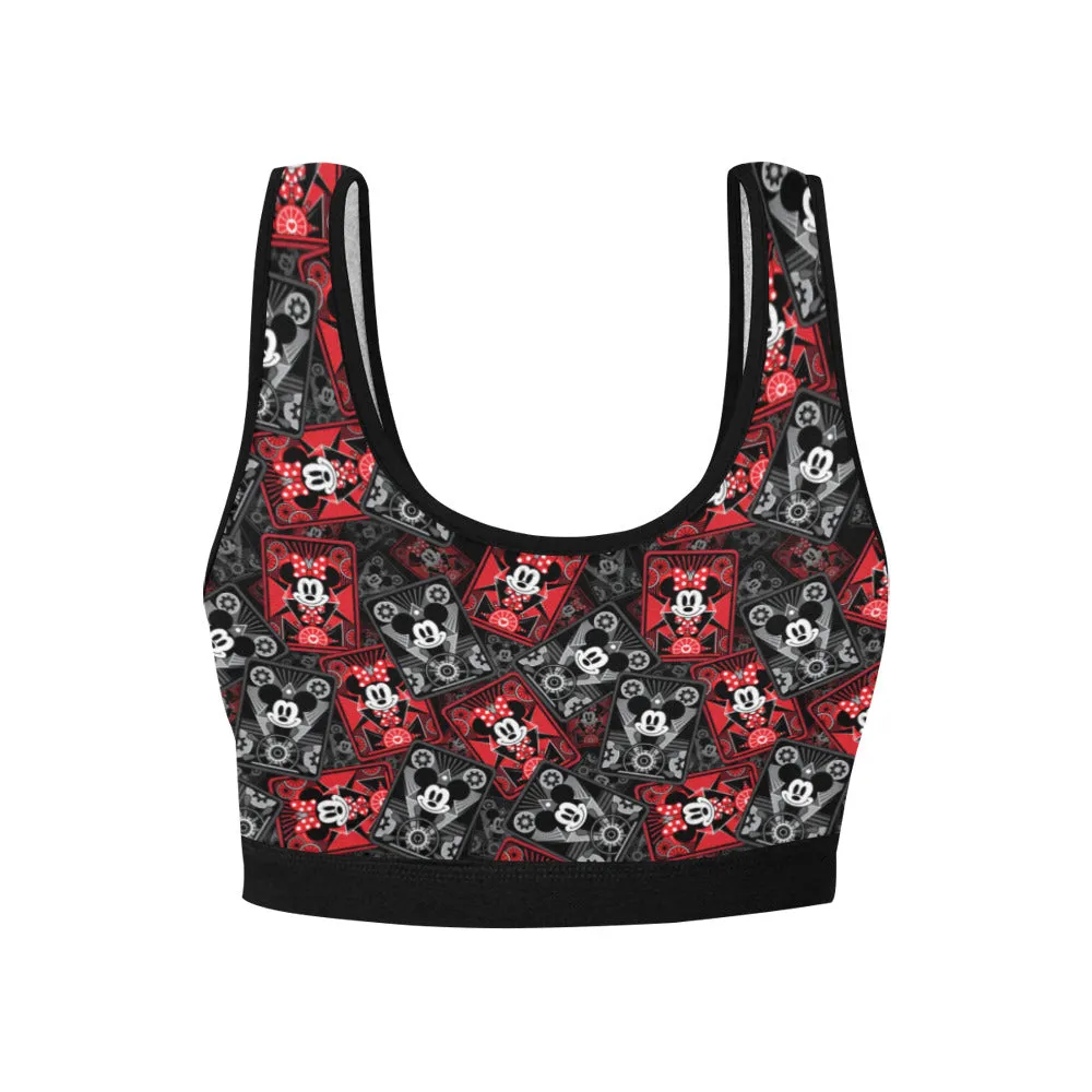 Steamboat Mickey And Minne Cards Women's Sports Bra