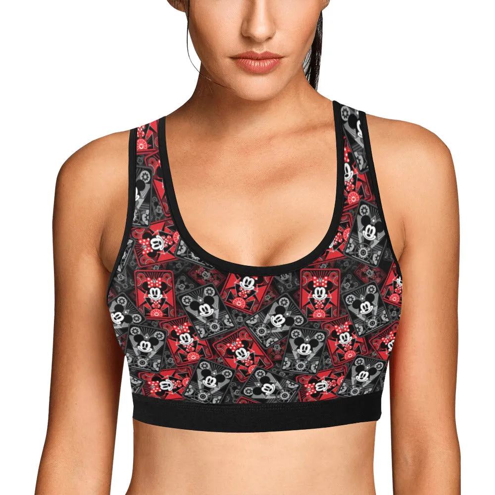 Steamboat Mickey And Minne Cards Women's Sports Bra