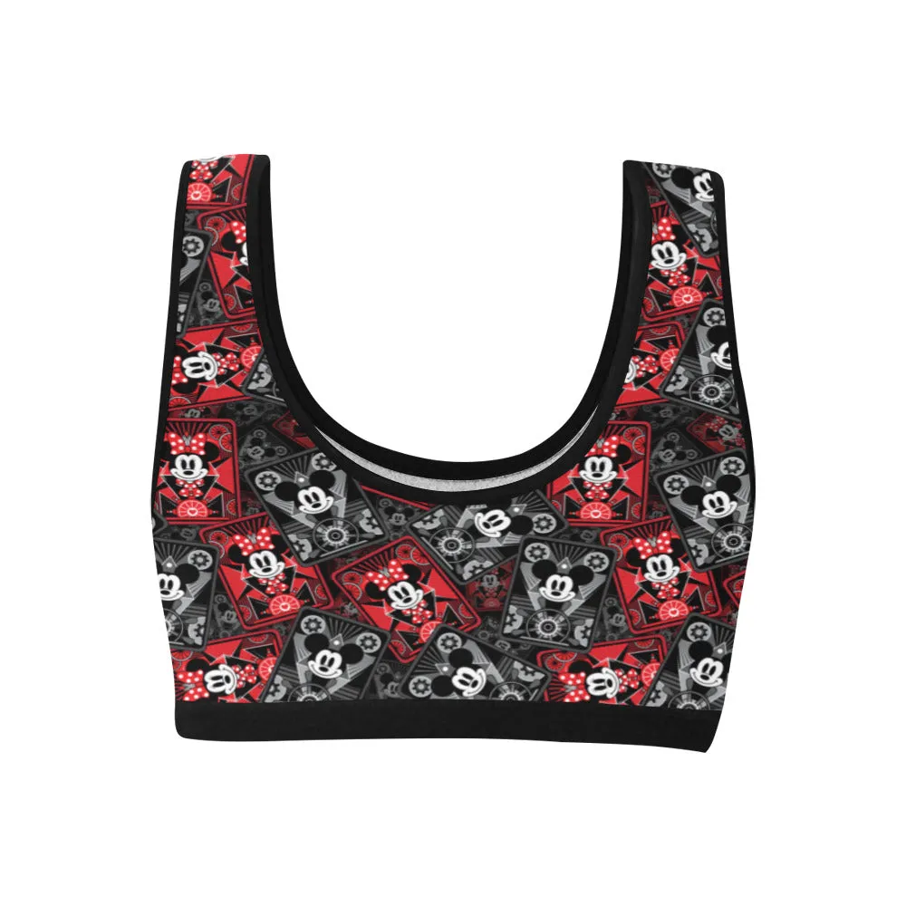 Steamboat Mickey And Minne Cards Women's Sports Bra