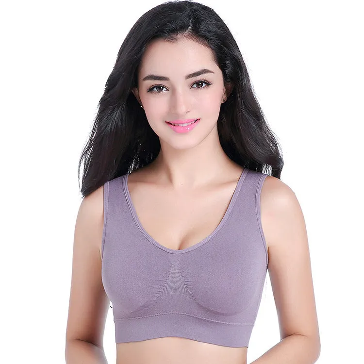 Sweat-absorption and Flash Drying Medium Support Plus Size Wireless Sports Bra