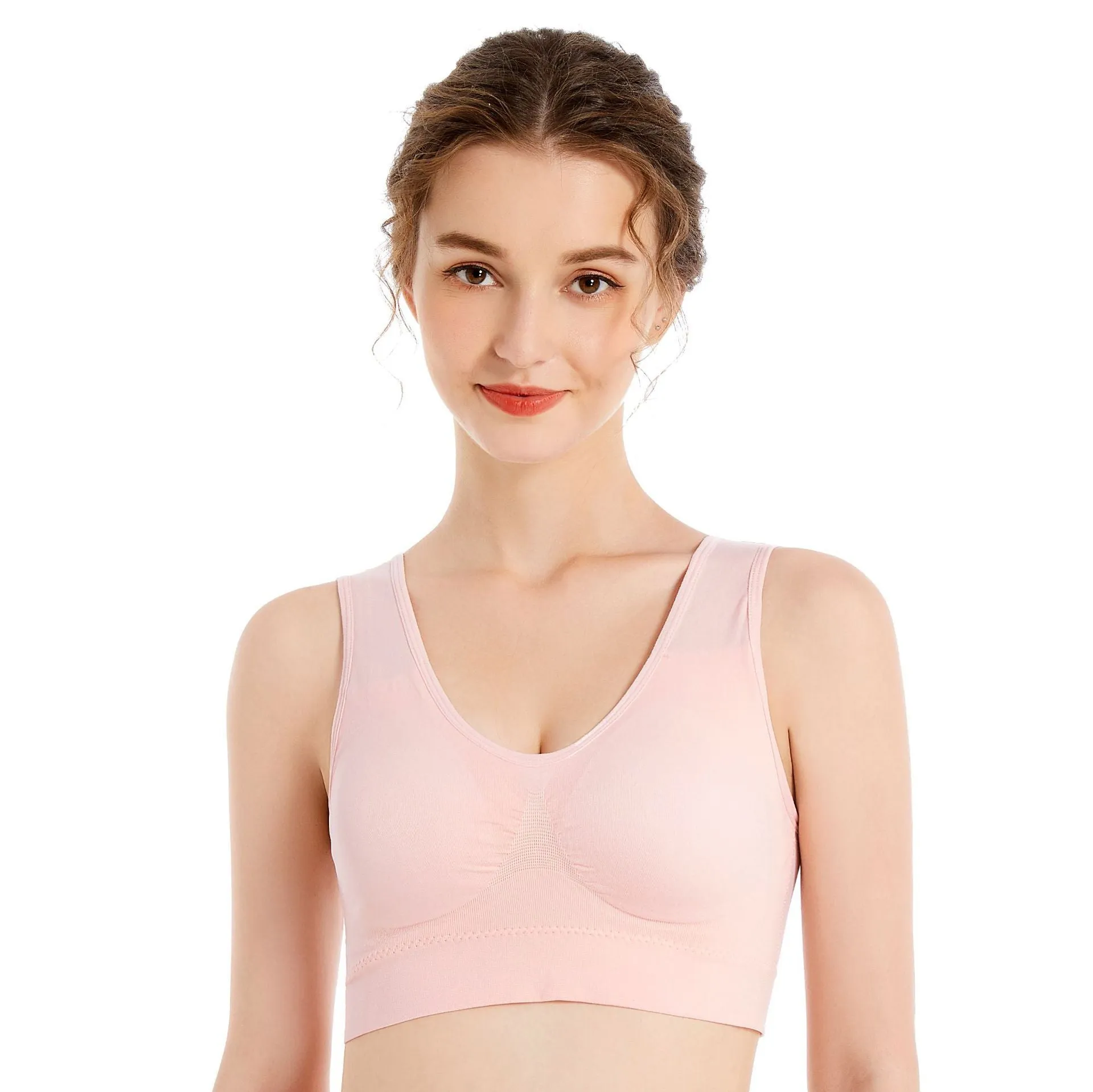 Sweat-absorption and Flash Drying Medium Support Plus Size Wireless Sports Bra