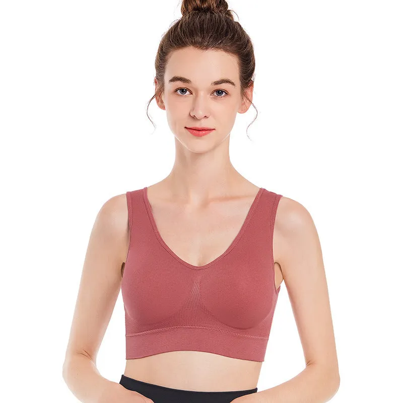 Sweat-absorption and Flash Drying Medium Support Plus Size Wireless Sports Bra