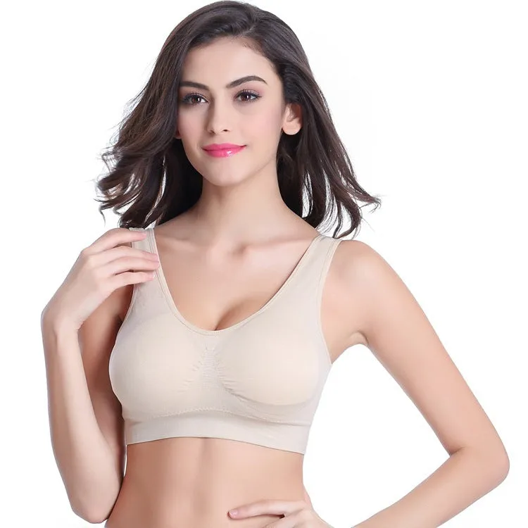 Sweat-absorption and Flash Drying Medium Support Plus Size Wireless Sports Bra