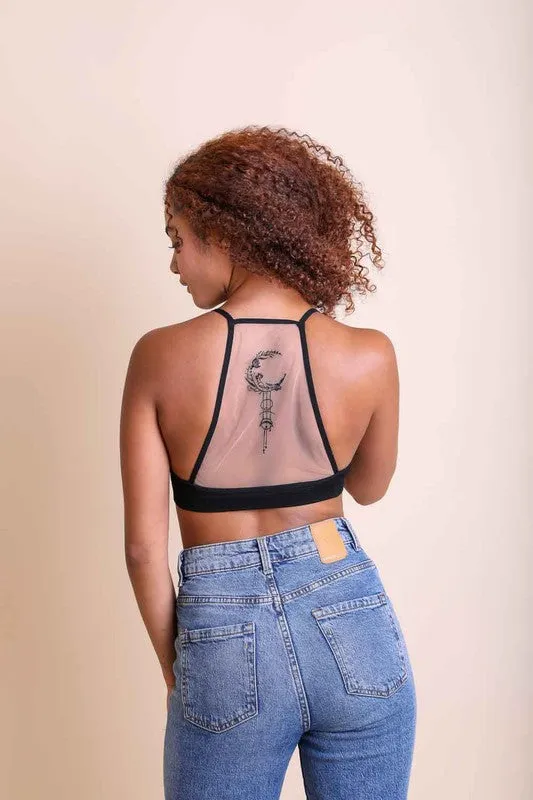 TEEK - Crescent Moon Dream Catcher Tattoo Mesh Bralette