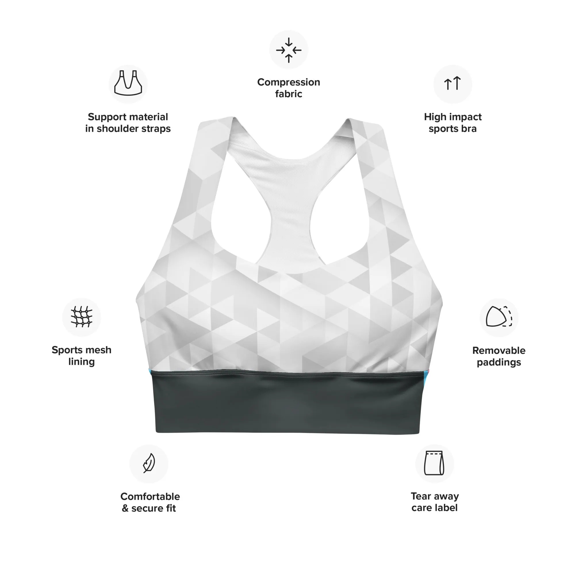 Trans Triangle Pattern Longline Sports Bra