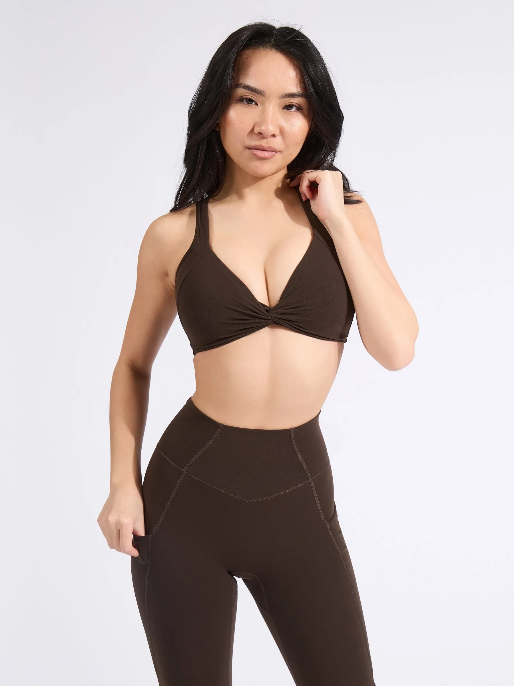 Twisted Curve Sports Bra - Cold Brew