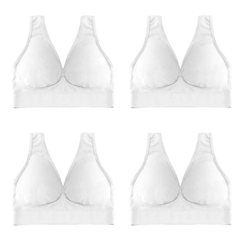 US 2~4 Pack Women's Padded Sports Bra High Impact Seamless Bralette Plus Size