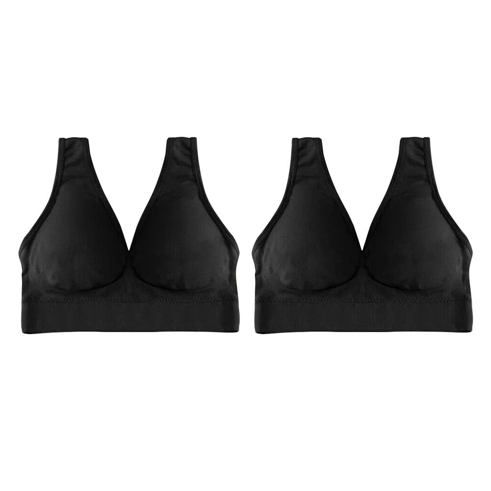 US 2~4 Pack Women's Padded Sports Bra High Impact Seamless Bralette Plus Size