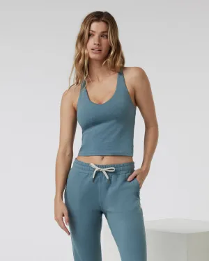 Vuori Halo Performance Crop 2.0 - SMOKE BLUE HEATHER