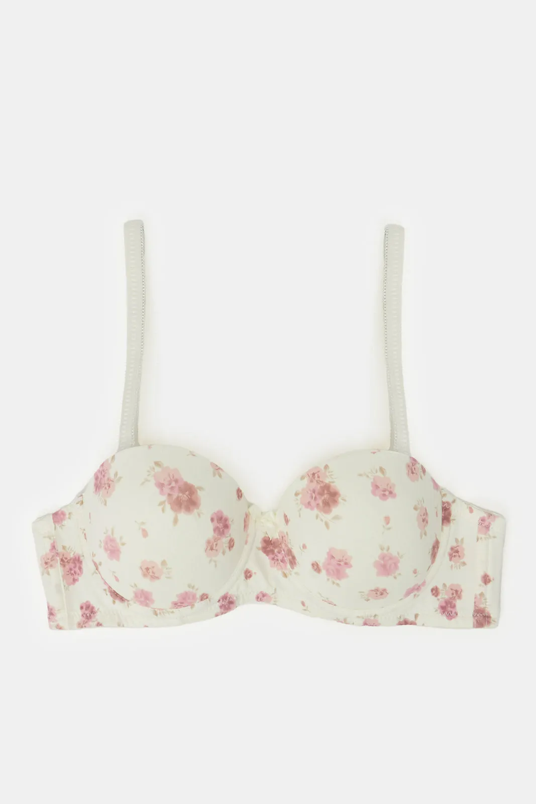 Women Pink And Beige Print Padded Balconette Bras (Pack of 2)