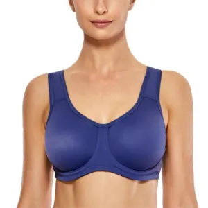 Women's Max Control Solid High Impact Plus Size Underwire Sports Bra