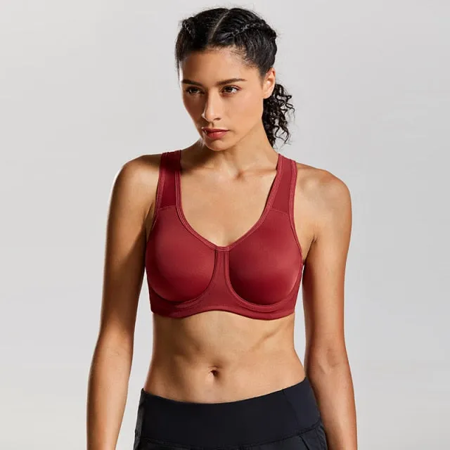 Women's Max Control Solid High Impact Plus Size Underwire Sports Bra