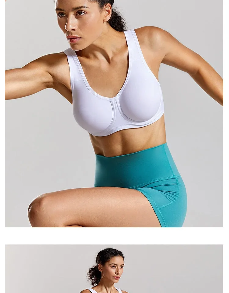 Women's Max Control Solid High Impact Plus Size Underwire Sports Bra