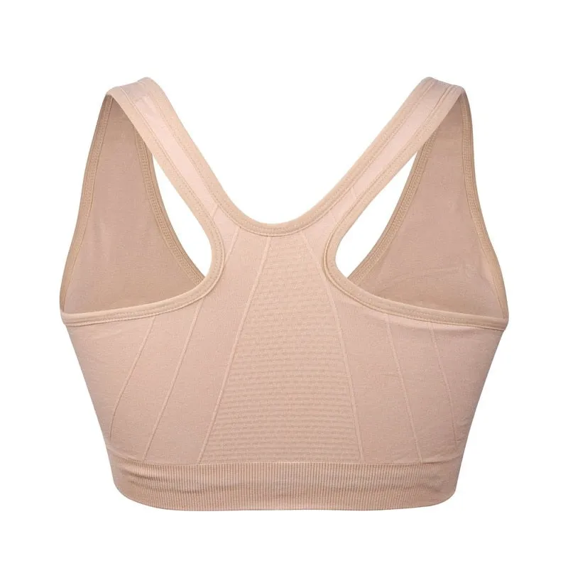 Women's Zipper Push Up Sports Bras,Plus Size Padded Wirefree Breathable Sports Tops,Fitness Gym Yoga Sports Bra Top