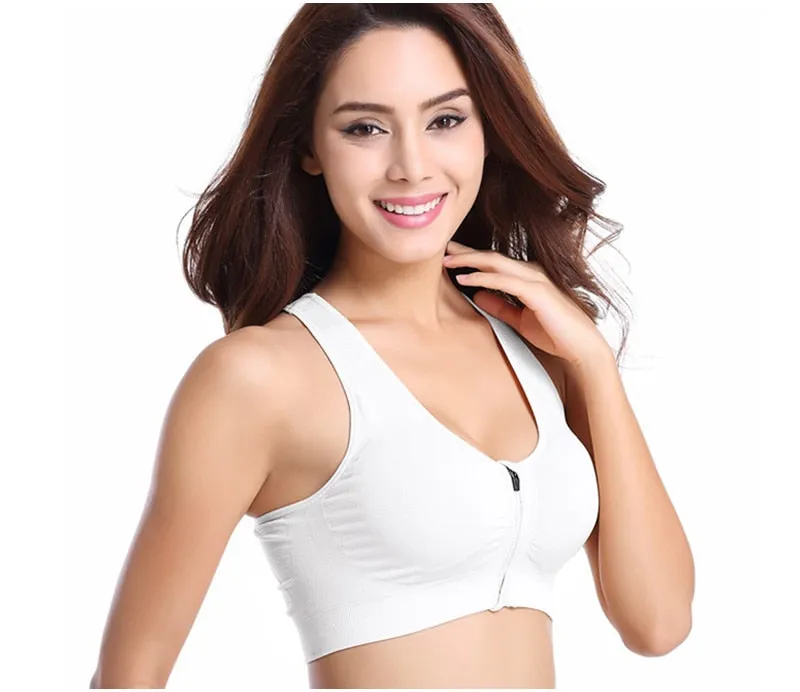 Women's Zipper Push Up Sports Bras,Plus Size Padded Wirefree Breathable Sports Tops,Fitness Gym Yoga Sports Bra Top