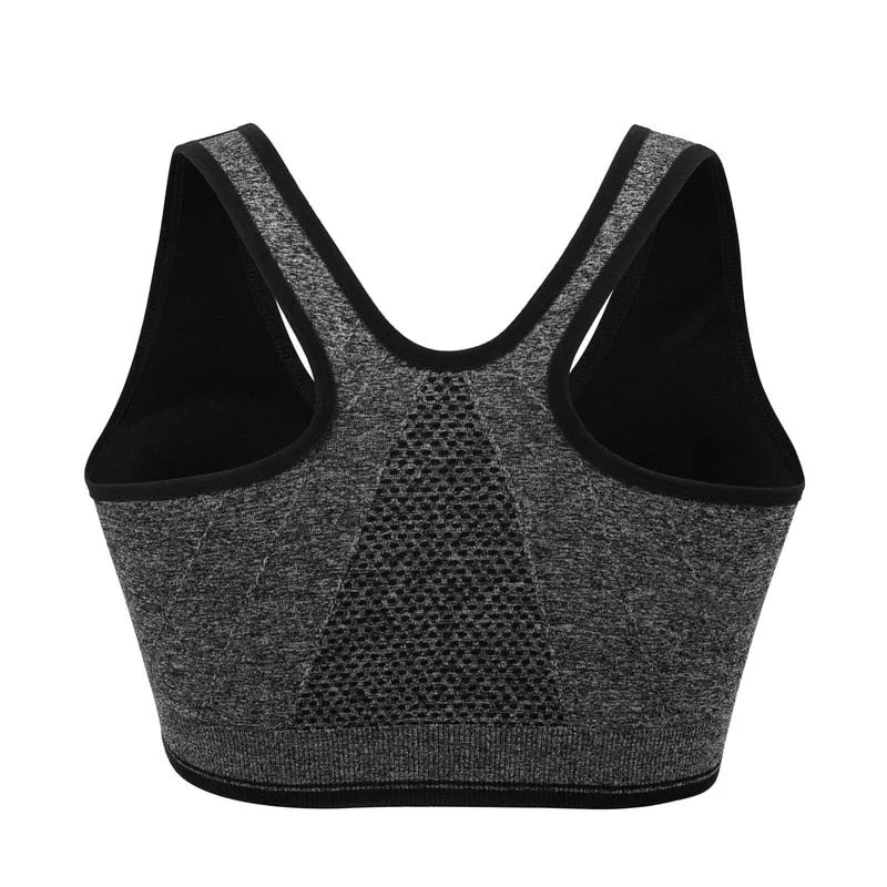 Women's Zipper Push Up Sports Bras,Plus Size Padded Wirefree Breathable Sports Tops,Fitness Gym Yoga Sports Bra Top