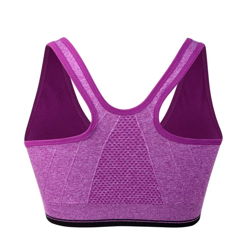 Women's Zipper Push Up Sports Bras,Plus Size Padded Wirefree Breathable Sports Tops,Fitness Gym Yoga Sports Bra Top