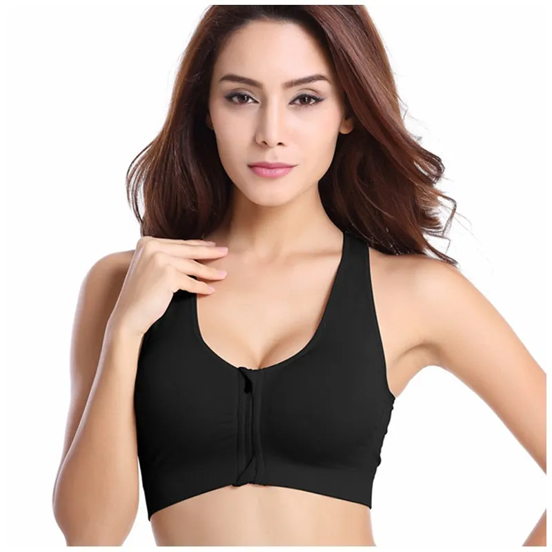 Women's Zipper Push Up Sports Bras,Plus Size Padded Wirefree Breathable Sports Tops,Fitness Gym Yoga Sports Bra Top